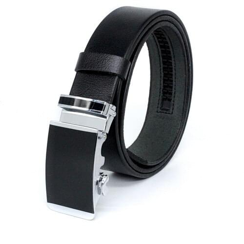 Livize Automatic Buckled Without Holes Buffalo leather Classic Men 'S Belt 3,5cm Black