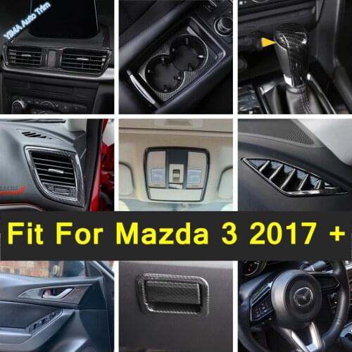 The Copilot Glove Storage Box Handle / Reading Lamp / AC Vent Cover Trim ABS For Mazda 3 2017 2018 Carbon Fiber Look Accessories