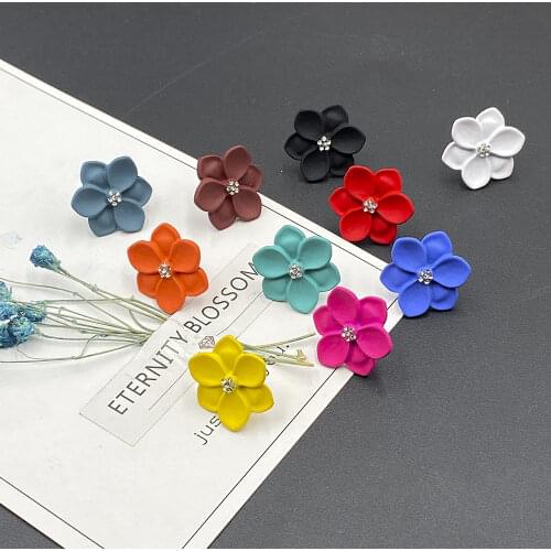 12Colors Blooming Lotus Flower Stud Earrings With Rhinestone Bud Trendy Plant Earrings Fashion Bridal Earrings Wedding Jewelry