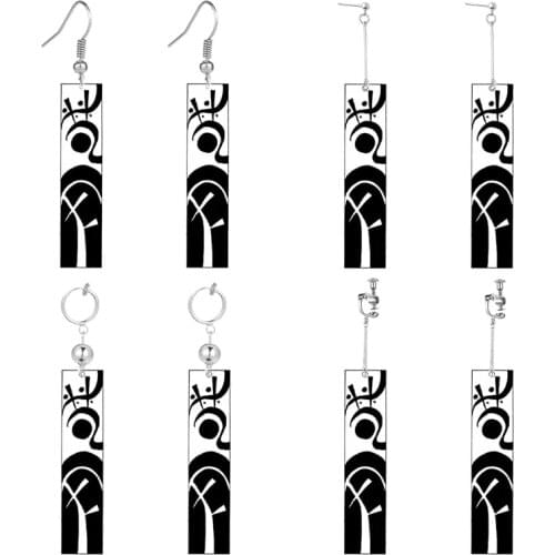 Anime Tokyo Revengers Earrings Jewelry Vintage Tattoo Runes Rectangle Acrylic Pendant Dangle Earrings