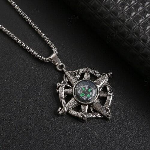 Rudder Compass Mens Long Necklaces Pendants Chain Punk Hip Hop for Boy Male Jewelry Creativity Gift Wholesale