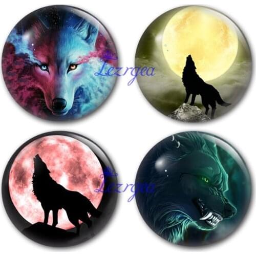 Wolf glass cabochons, wolf Round photo glass cabochon demo flat back Making findings, DIY supplies