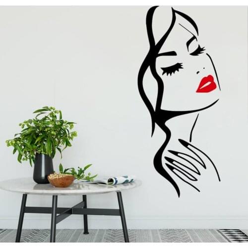 Girls Bedroom Wall Sticker Beauty Salon Vinyl Decal Personailzed Shop Window Decoration Beautiful Woman Stickers Removable