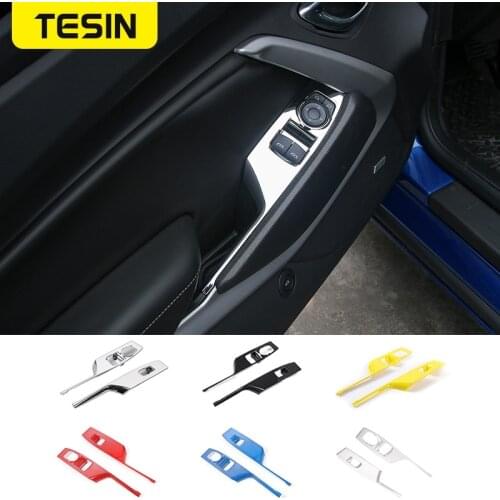 TESIN Car Window Lift Switches Panel Decorative Cover for Chevrolet Camaro 2017+ ABS Brand New High Quality Interior Accessories
