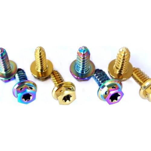 2 PCS M5/M6 x 15mm GR5 Titanium Flange Self Tapping Screw Button Head Motorcycle