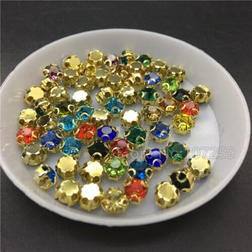 TopStone Mixed Colors 5mm D Claw Rhinestone Sew On Glass Chatons with Golden Claw Setting Sewing glass strass chaton stone