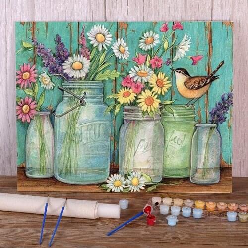 Flower Sunflower Painting By Numbers Kit Oil Paints 50*70 Oil Painting Handmade Crafts For Adults Wall Art Wholesale