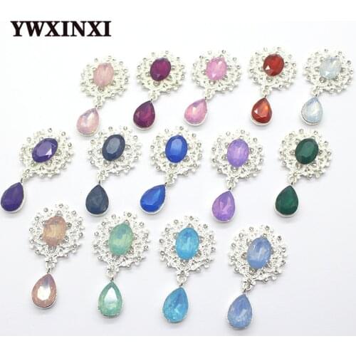 YWXINXI 10Pcs new 45 * 25MM alloy rhinestone brooch, fashionable and gorgeous party holiday wine glass creative pendant