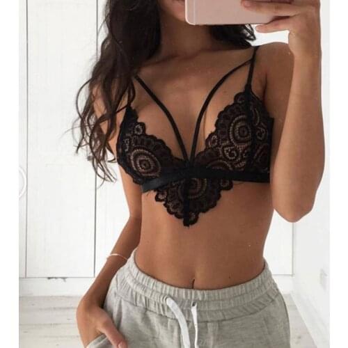 Women Bras Lace Floral Bralette Bralet Bra Bustier Crop Top Cami Unpadded Tank Backless Bandage Bra Underwear Sexy Bra Femme