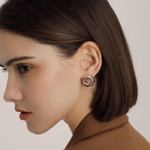 24mm Stud Earrings Cute Twisted Flower Earrings Fashion Elegant 175 Alloy Gold Silver Color Plating Earrings for Women