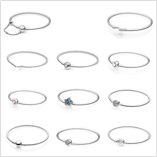 925 Sterling Silver Polka-dot Stone-embellished Ball Clasp Pan Bracelet Fit Women Bead Charm Jewelry