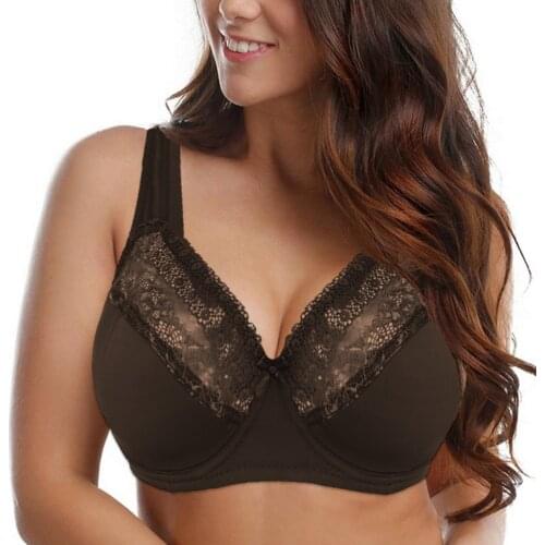 Womens Lace Bras Bralette Underwired Perspective Brassiere Big Bust Comfort Sexy Lingerie Relaxed Underwear D DD E F G Cup