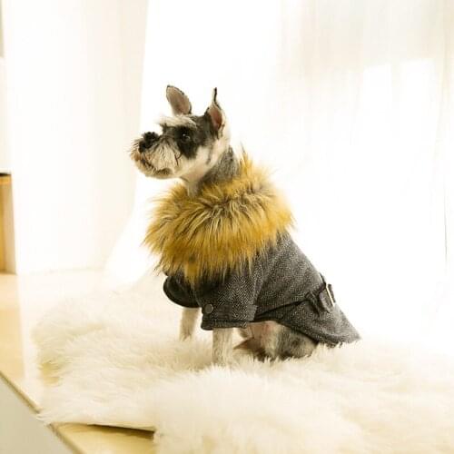 Fur Collar Winter Dog Coat Jacket Warm Pet Clothes Outfit Yorkie Poodle Bichon Pomeranian Schnauzer Dog Clothing Apparel Suit