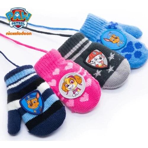 1 pair Genuine Paw Patrol gloves for girl boy warm winter Thicken glove Skye Marshall Chase non slip Full finger gloves gift