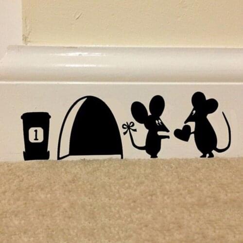 1pcs Funny Cute Love Mouse Hole Wall Stickers For Kids Rooms Wall Decals Vinyl Mural Art Home Decoration Vintage Poster