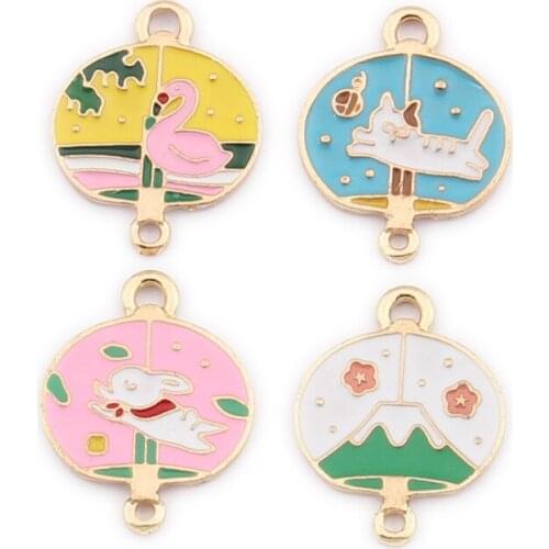 10pcs/lot Zinc Alloy Enamel Animal Charms Wind Chimes Cat Swan Charms For DIY Jewelry Making Finding Accessories