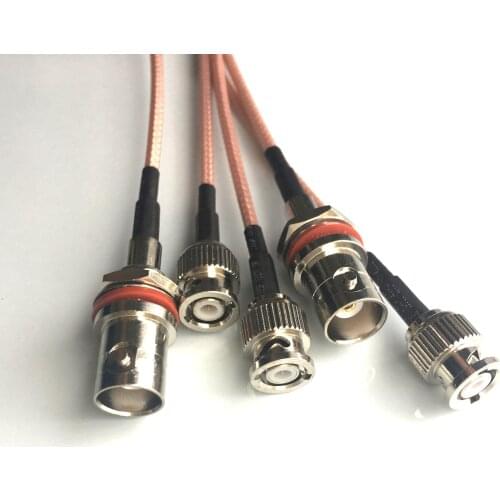 10 pcs /lot BNC female nut bulkhead to miniBNC mini BNC male RG316 jumper pigtail 15cm length