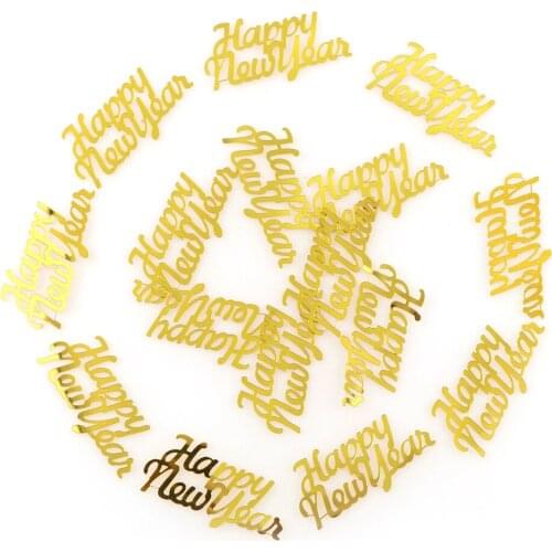 15g Gold Color 20*40mm Happy New Year Confetti Sequins For New Year Party DIY Home Decoration