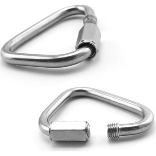 2Pcs M8 Triangle-type Quick Screw Link Chain Fastener Hook Carabiner 304 Stainless Steel Repair Hiking Camping Quick Link Ring