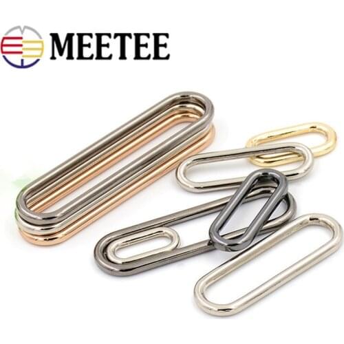 20pcs Meetee 15-60mm Oval Seamless O Ring Metal Belt Buckles for Sewing Shoes Garment Rings Buckle Hardware Accessories