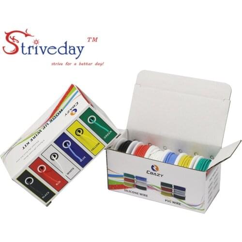 22AWG 36m/box Flexible Silicone Rubber Cable Wire stranded wires Tinned Copper line Kit mix 6 Colors Electrical Wire DIY