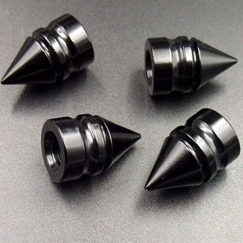 4pcs 23mm Black Universal Spiked Car Wheel Tire Valve Air Stem Dust Caps Cover Truck Auto Vehicle Motorcycle Bicycle Accessory