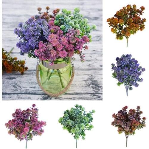 7 Fork water grass Eucalyptus Plastic Artificial Plants Green Grass plastic flower Plant Wedding Home Decoration Table Decors