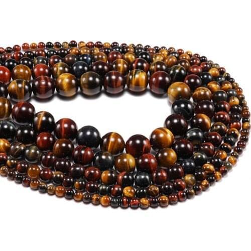 4 6 8 mm Natural Stone Multicolor Tiger Eye Agat Round Beads Loose Spacer Bead For Jewelry Making DIY Bracelet Accessories