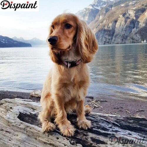 Dispaint Full Square/Round Drill 5D DIY Diamond Painting "Animal dog bridge" Embroidery Cross Stitch 3D Home Decor Gift A25845