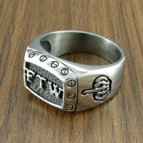 Free Shipping Punk Size 8-15# FTW Mechanical Screw Womens Biker Exquisite 316L Stainless Steel Motorcycle Middle Finger Ring