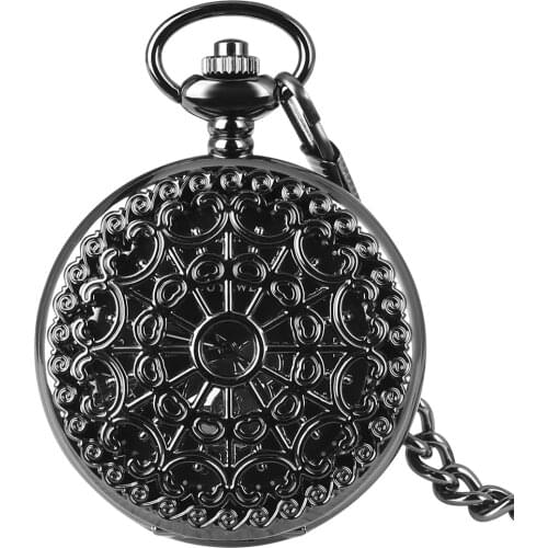 Hollow-out Pocket Watches Roman Numerals Display Hand Winding Retro Mechanical Pocket Watch Hanging Chain Pendant Clock Men Gift