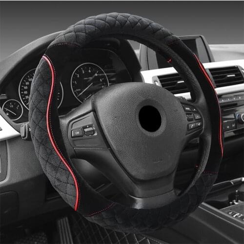 Car Steering Wheel Cover New Plush Universal Flocking Short Velvet Steering Wheel Cover 37/38 cm 15" fluffy soft accessories