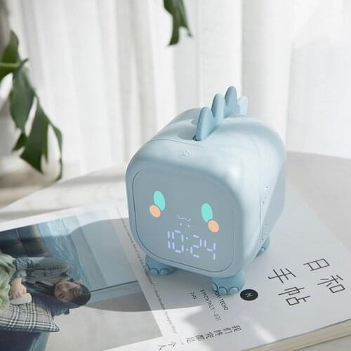 Kids Cute Cartoon Dinosaur LED Digital Alarm Clock Wake Up Night Light Relojes Desktop Decoration Children Sleep Trainer