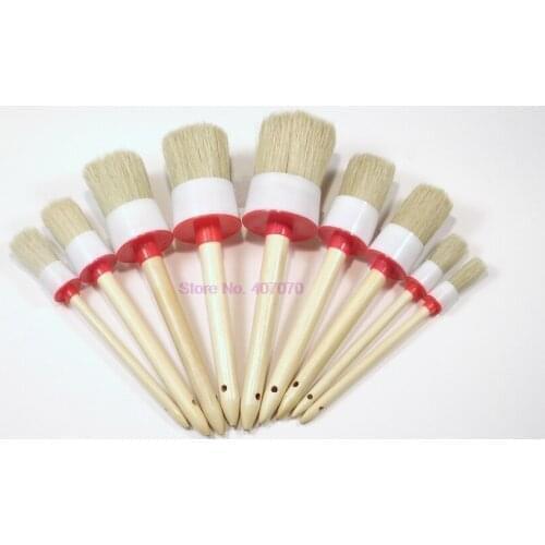 By DHL or Fedex 200lots 5Pcs/lot Soft Car Detailing Brushes for Cleaning Dash Trim Seats Wheels Wood Handle new