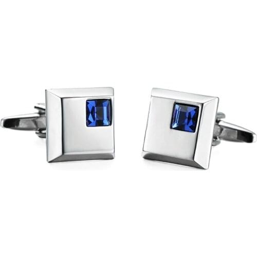 DY new high quality fashion men French shirt Cufflinks The classic design of Square Blue Crystal Silvery Cufflinks