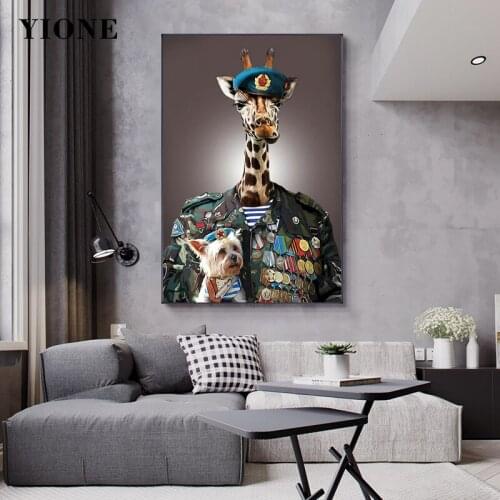 Ethnic Tribe Giraffe Lion Chimpanzee Canvas Paintings Abstract Retro Animals Art Posters and Prints Wall Pictures for Bedroom