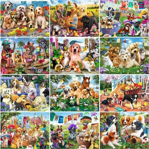 Evershine Full Square Diamond Embroidery Dog 5D DIY Diamond Painting Animal Cross Stitch Autumn Decorations