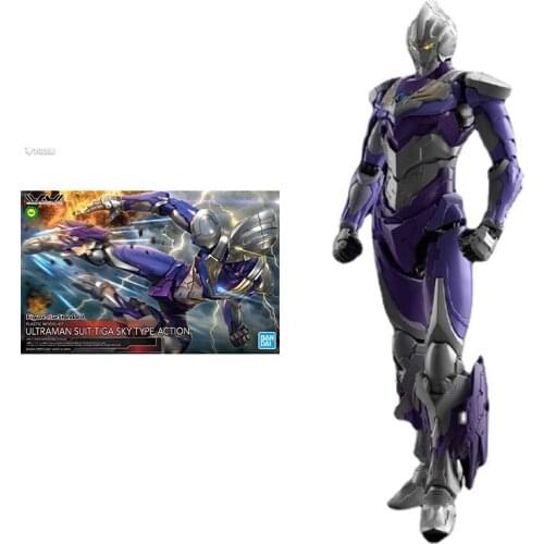 Bandai Ultraman Figure Rise Standard Ultraman Tiga Sky Type Genuine Assembly Model Ornaments Action Toy Figure Toys for Children