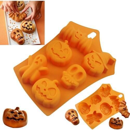 Halloween 3D Silicone Chocolate Cake Mould Pumpkin Skull Jelly Mold Baking