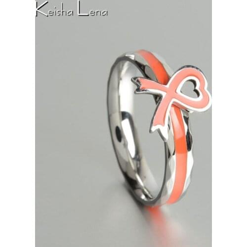 Keisha Lena Stainless Steel Rrange/Gray Purple Nowknot Ring Take Care of Autism Child Cpecial Gift