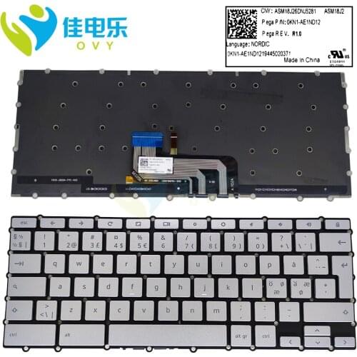 NE backlight keyboard for ASUS Chromebook C434 C434TA DSM4T 14 computers keyboards silver Norway Norwegian Nordic 0KN1 AE1ND12