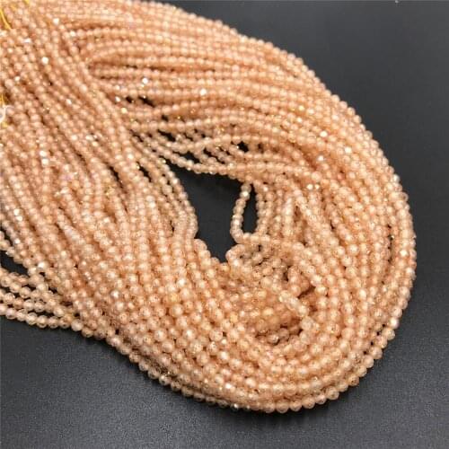 2 3mm Natural zircon section loose beads Natural Small stone beads tiny gold quartz crystal beads Round Small spacer gem Beads