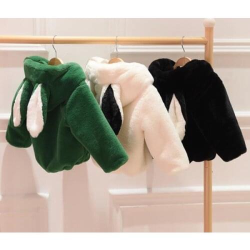 New 2021 Winter Girls and Boys Faux Fur Coat Fleece Warm Jacket Snowsuit Kids Baby Hooded Outerwear Children Outerwear D404