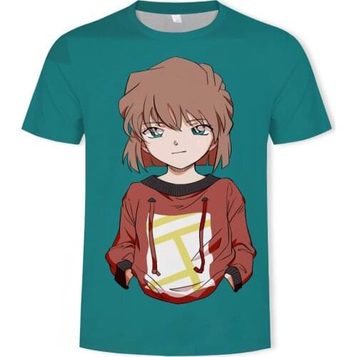 2021 summer fashion trend famous detective Conan pattern 3D printing mens all-match casual T-shirt clothing