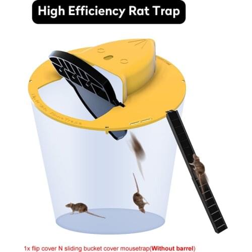 Rat trap Mouse Traps Bait Snap Rodent Catcher Reusable Rat Catching Mice Mouse Traps Smart Flip and Slide Bucket Lid Mouse trap