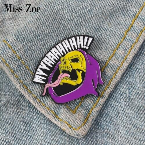 MYYAAAHHHH!! Enamel Pin Long tongue Death badge brooch Lapel pin Jeans bag Shirt Collar Punk Skeleton Jewelry Gift for Friends