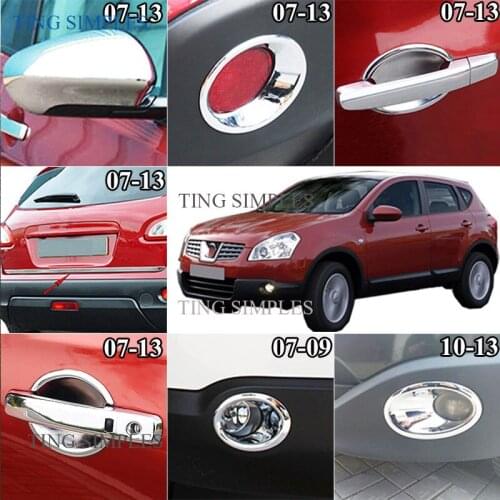 For Nissan Qashqai J10 2007 2008 2009 - 2013 Chrome Front Rear Fog Light Door Bowl Handle Side Mirror Cover Trim Accessories
