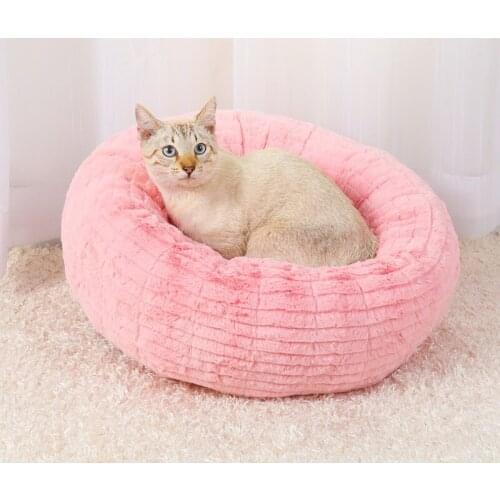 Cat litter dog kennel small to medium sized dogs with thick plush round pet litter dog and cat cat bed casa para perro