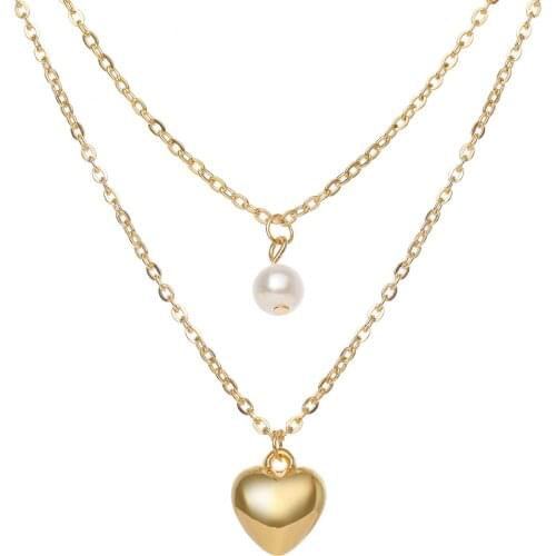 2021 New Cross-border Simple Retro Creative Ladies Accessories Exquisite High-end Multi-layer Pearl Love Necklace Jewelry Choker