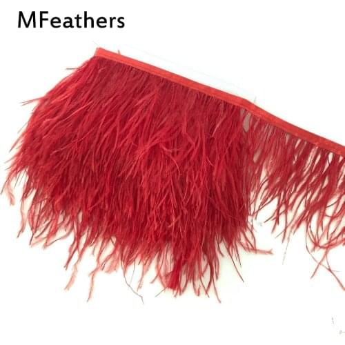 8-10cm&10-15cm Red Color Dyed ostrich feather trims DIY Feather fringes lace for sewing materials cloth accessorys Feather belts